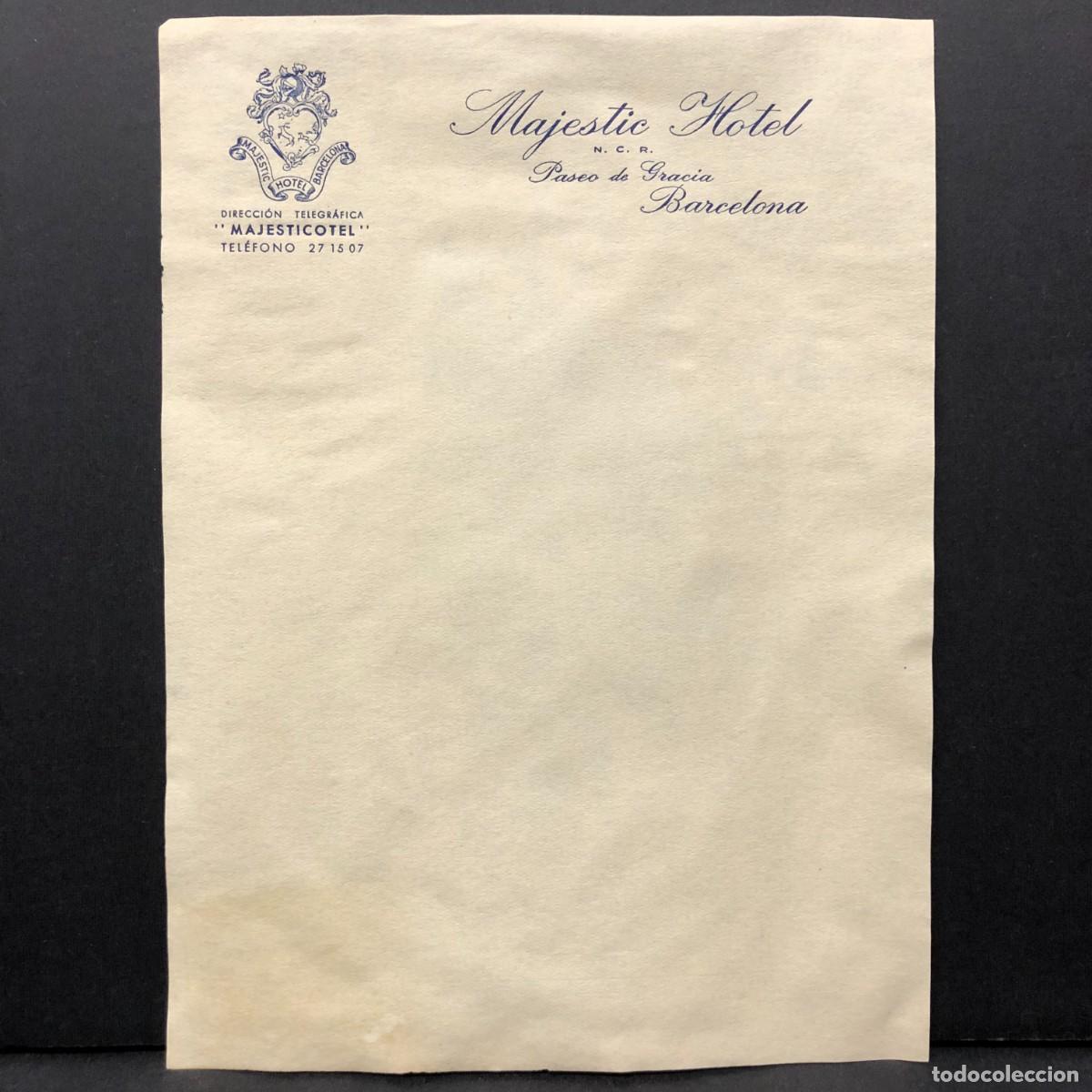 Documentos antiguos: HOJA DEL HOTEL MAJESTIC DE BARCELONA - PASEO DE GRACIA - MODERNISTA - C. 1900 / 5293