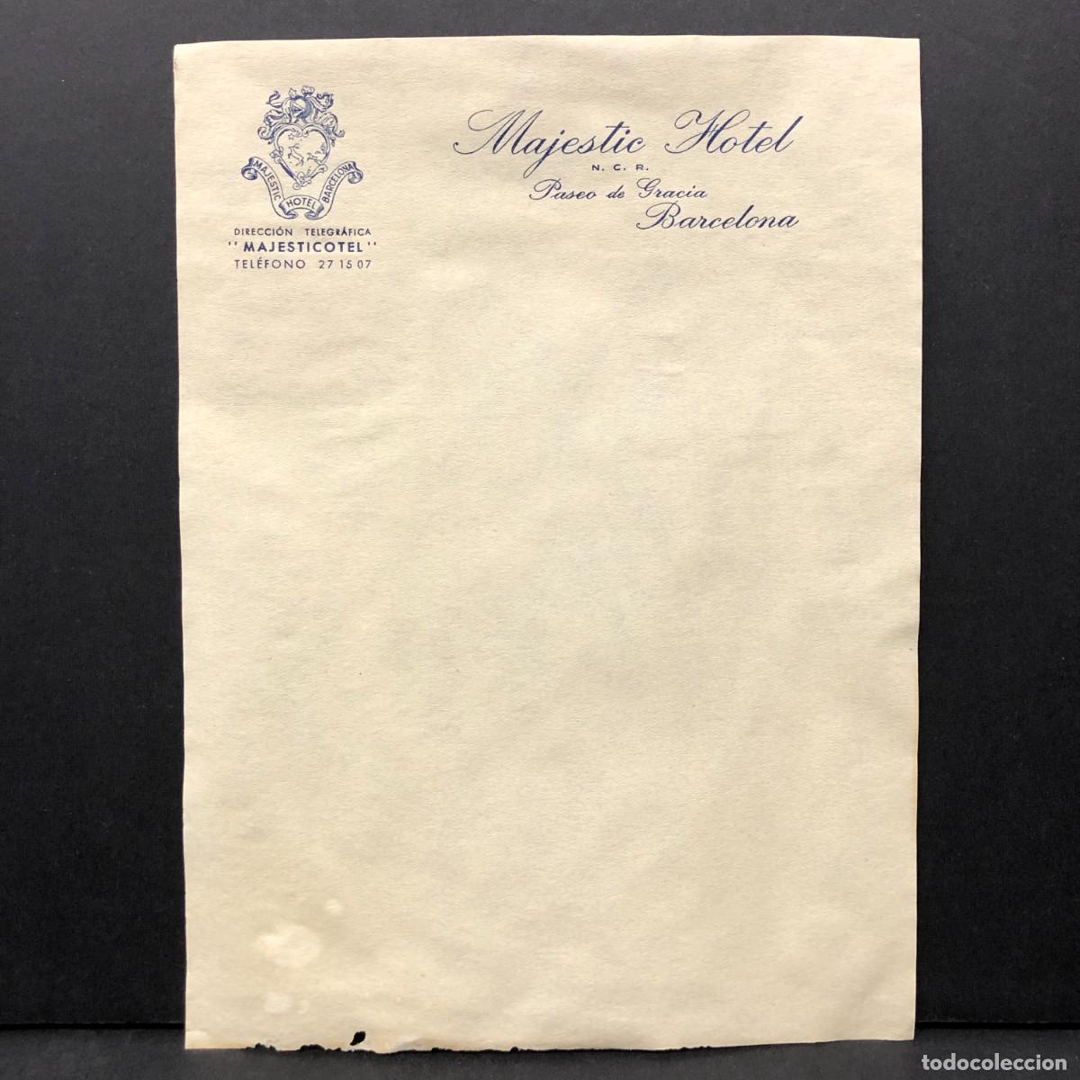 Documentos antiguos: HOJA DEL HOTEL MAJESTIC DE BARCELONA - PASEO DE GRACIA - MODERNISTA - C. 1900 / 5294