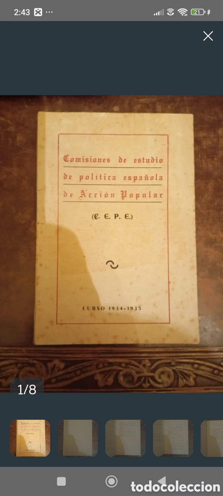 Documentos antiguos: 1934-35 Documento Pol&iacute;tico Segunda Republica CEPE