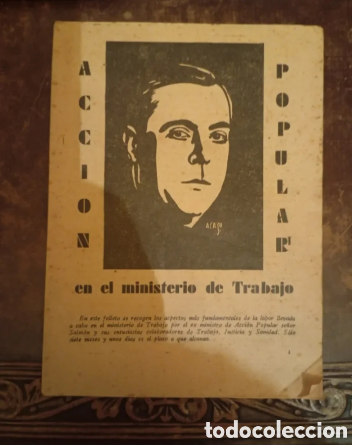 Documentos antiguos: 1935 Preguerra Civil. Folleto original acci&oacute;n popular