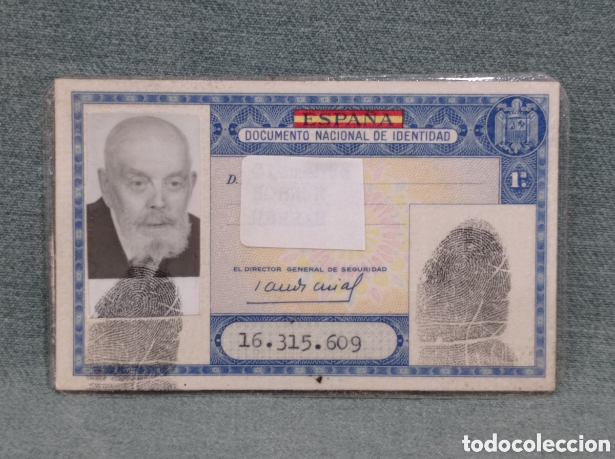 Documentos antiguos: ANTIGUO DOCUMENTO NACIONAL DE IDENTIDAD - DNI - A&Ntilde;O 1962
