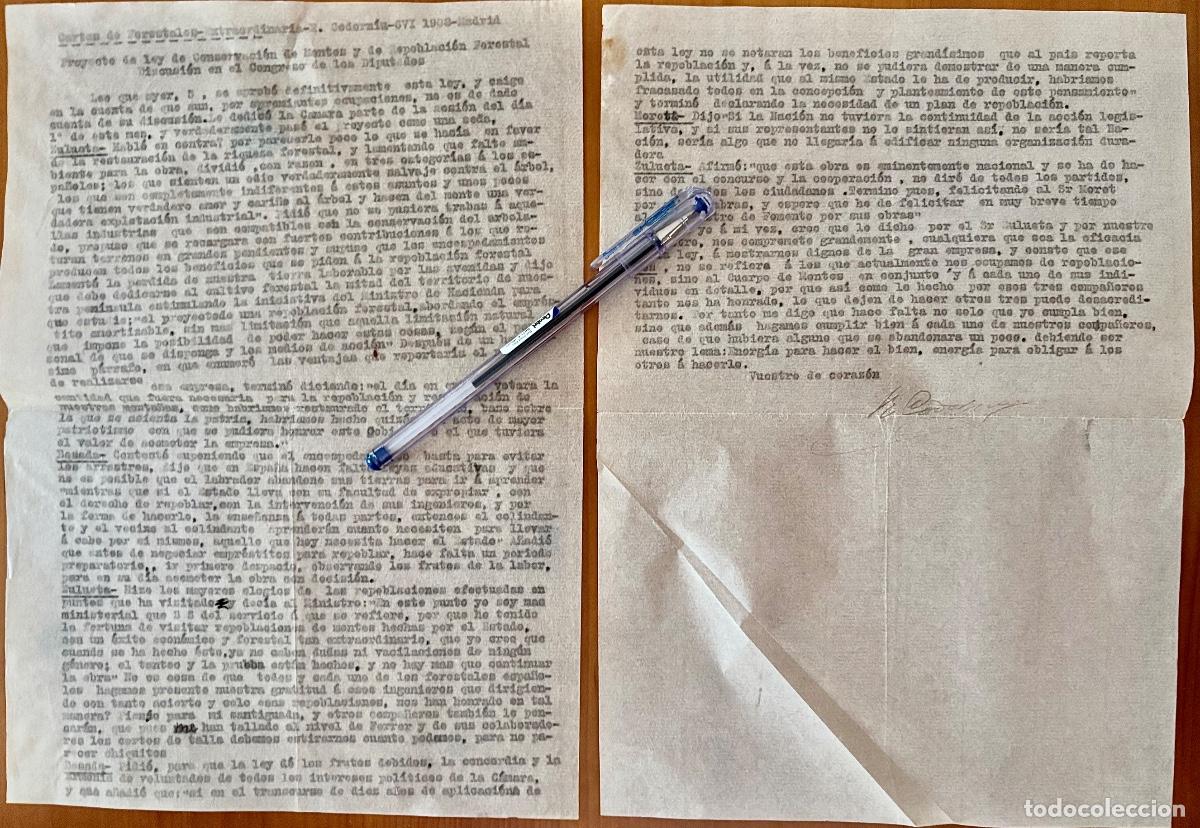 Documents Anciens: RICARDO CODORNIU- MONTES - FORESTALES- CARTA PROYECTO LEY 1908