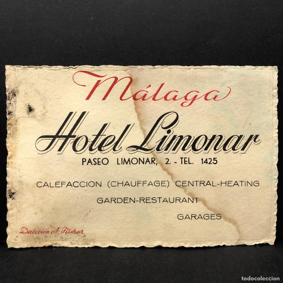 Documentos antiguos: HOTEL LIMONAR - M&Aacute;LAGA - TARJETA DEL HOTEL GRANDE - PUBLICIDAD - A&Ntilde;OS 20 / 5303