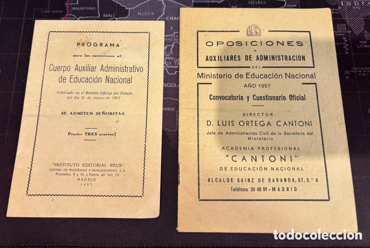 Documentos antiguos: Lote oposiciones Ministerio Educaci&oacute;n Nacional 1957