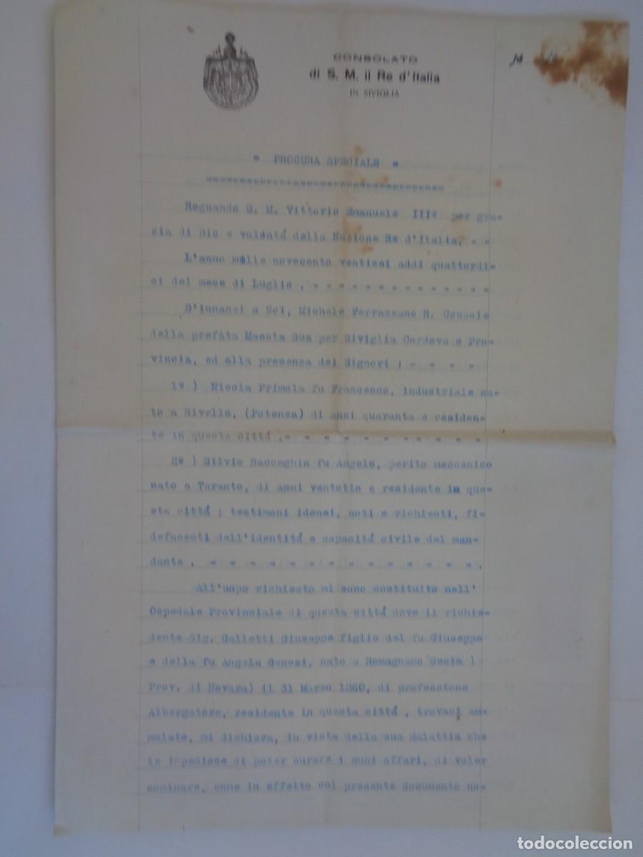 Documentos antiguos: CONSULADO DEL REINO DE ITALIA EN SEVILLA: CERTIFICADO DE TRABAJADOR ITALIANO EN ESPA&Ntilde;A, 1926