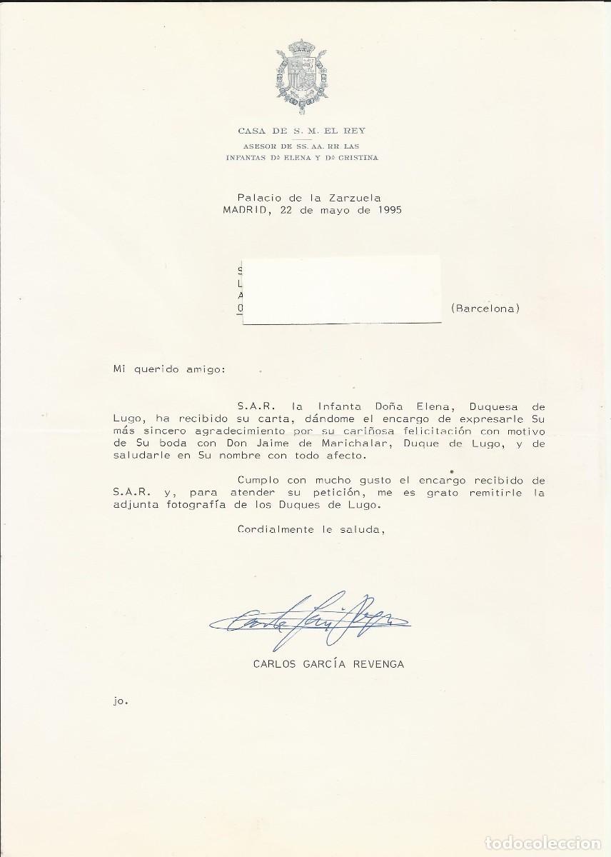 Documentos antiguos: Carta Casa de S. M. El Rey. 1995. Carlos Garc&iacute;a Revenga. Documento firmado. 30x21 cm. Madrid.