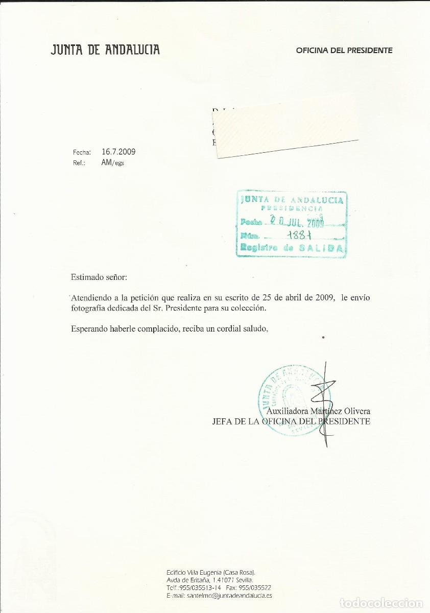 Documentos antiguos: Junta de Andaluc&iacute;a. Oficina del Presidente. Auxiliadora Mart&iacute;nez. Documento firmado. Sevilla. 2009.