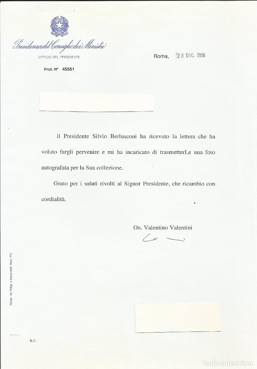 Documentos antiguos: Oficina del Presidente. Italia. Roma. Valentino Valentini. Documento firmado. 2009. 30x21 cm.
