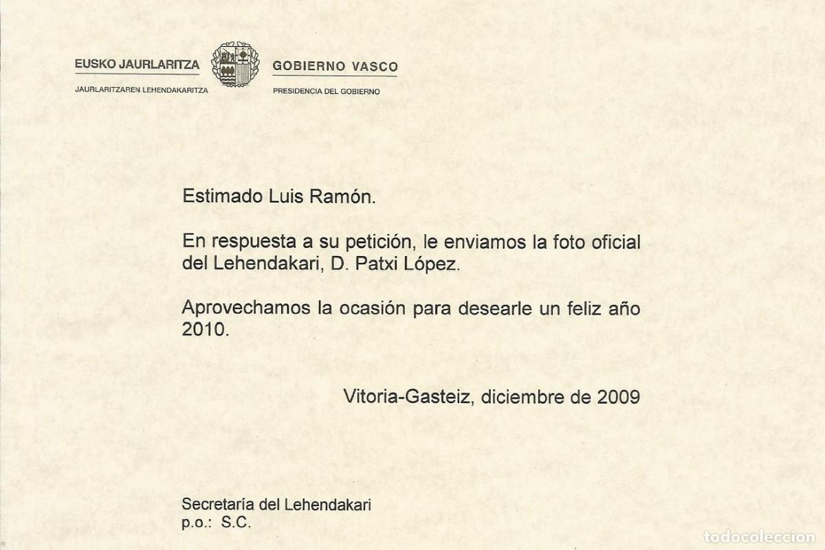 Documentos antiguos: Gobierno Vasco. Eusko Jaurlalitza. Tarjeta. Feliz A&ntilde;o. 2009. Vitoria-Gasteiz. 2009. 11x16,5 cm.