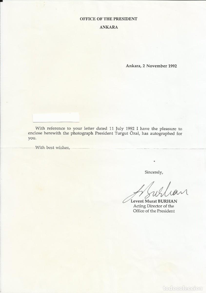 Documents Anciens: Turquia. Ankara. Oficina del Presidente. Levent Murat Burhan. Documento firmado. 1992. 30x21 cm.
