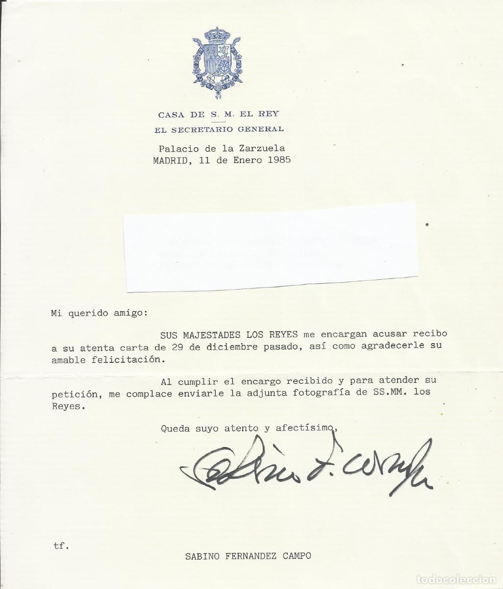 Documentos antiguos: Secretario General. Casa de S. M. El Rey. Sabino Fern&aacute;ndez Campo. Documento firmado. 1985. Madrid.