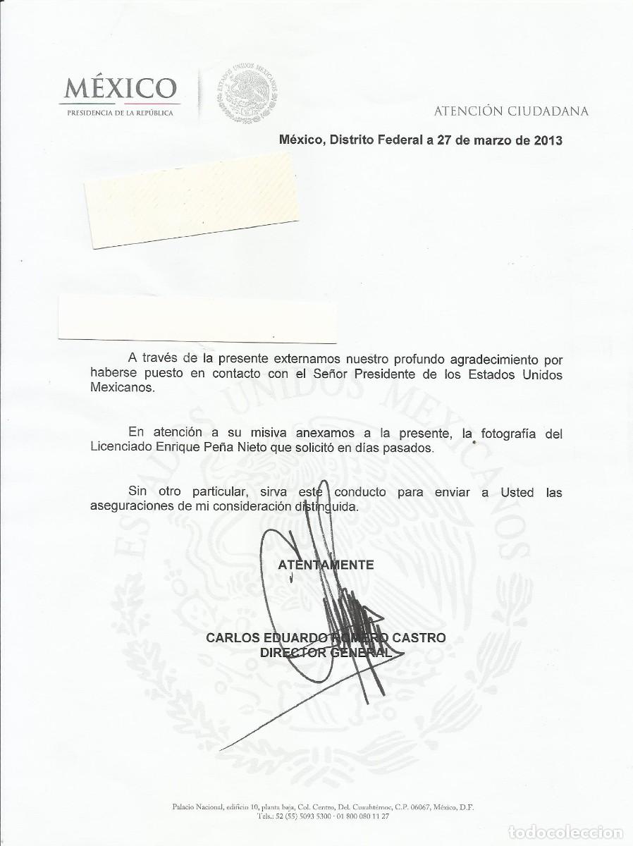Documentos antiguos: M&eacute;xico. Presidencia Rep&uacute;blica. Carlos Eduardo Romero Castro. Documento firmado. 2013. 30x21 cm.