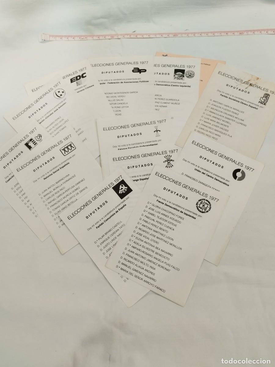 Documentos antiguos: LOTE PAPELETAS ELCCIONES GENERALES 1977 ALICANTE (PSOE, PCE, UCD, AP, FALANGE&hellip;) SIN SOBRES