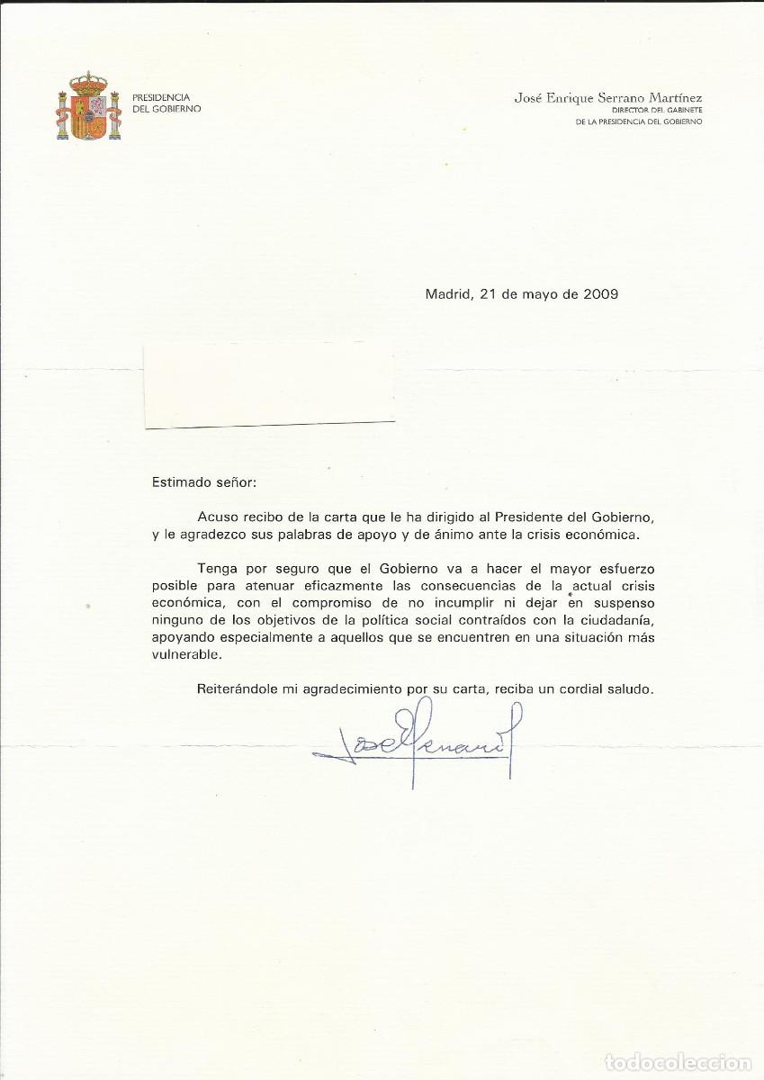 Documentos antiguos: Presidencia del Gobierno. Jos&eacute; Enrique Serrano Mart&iacute;nez. Documento firmado. 2009. 30x21 cm.