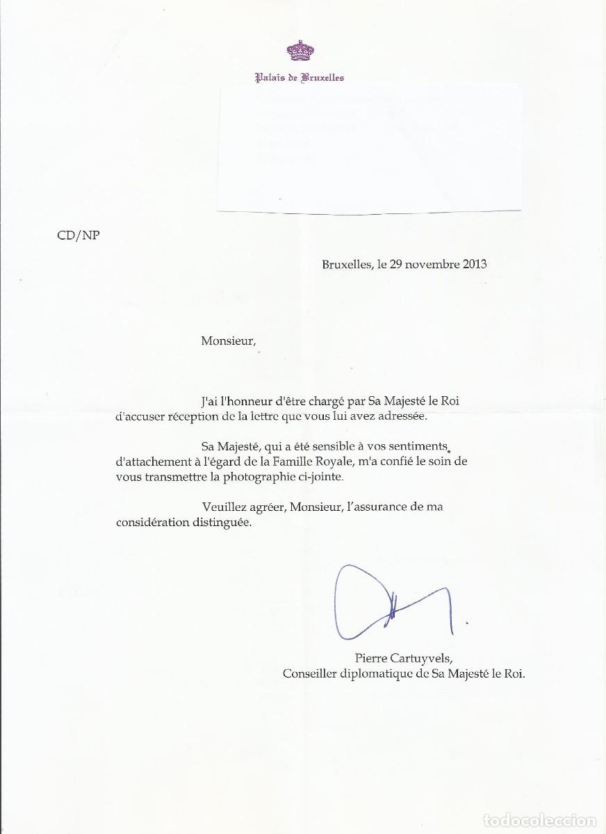 Documentos antiguos: Palais de Bruxelles. Roi. Bruselas. B&eacute;lgica. Pierre Catuyvels. Documento firmado. 2013. 30x21 cm.