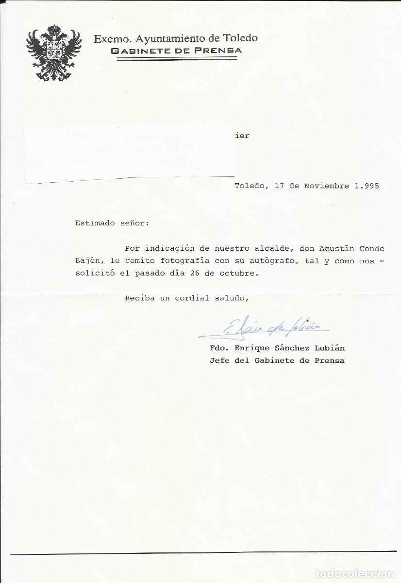 Documentos antiguos: Ayuntamiento. Toledo. Gabinete Prensa. Enrique S&aacute;nchez Lubi&aacute;n. Documento firmado. 1995. 30x21 cm.