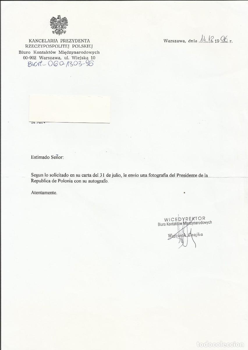 Documentos antiguos: Polonia. Varsovia. Presidencia. Vicedirector. Wojciech Czajka. Documento firmado. 1996. 28x21 cm.