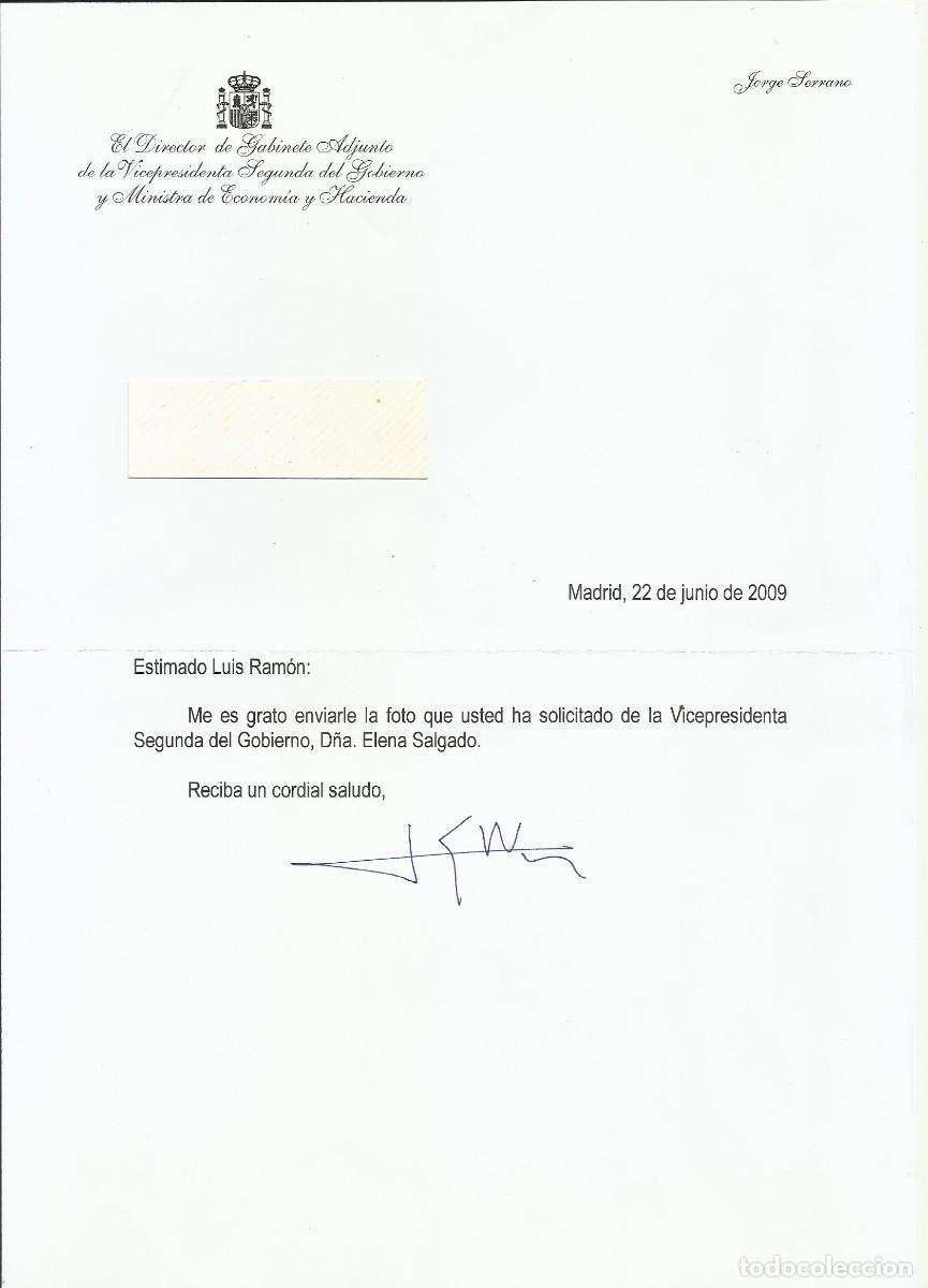 Documentos antiguos: Director gabinete. Ministra Econom&iacute;a y Hacienda. Jorge Serrano. Documento firmado. 2009. 30x21 cm.