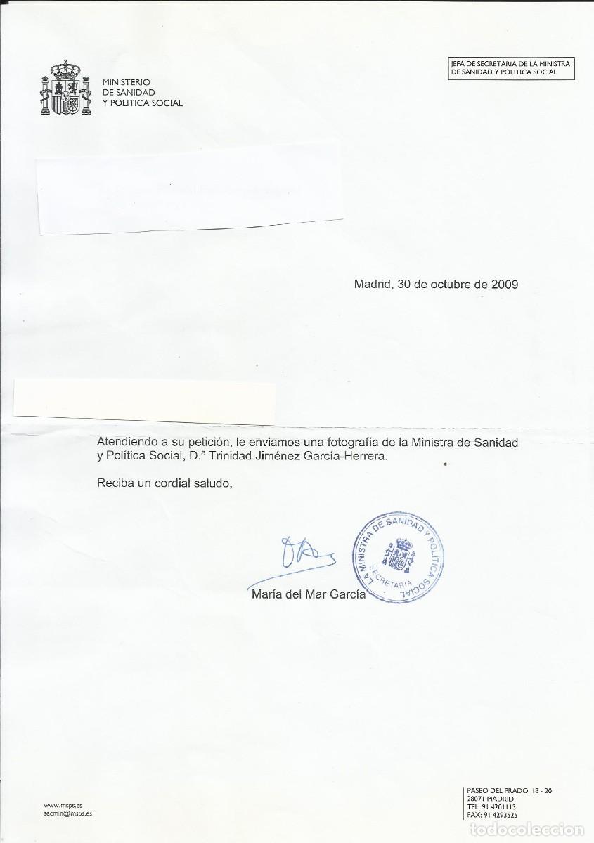 Documentos antiguos: Ministerio Sanidad y Pol&iacute;tica Social. Jefa. Mar&iacute;a del Mar Garc&iacute;a. Documento firmado. 2009. 30x21 cm.