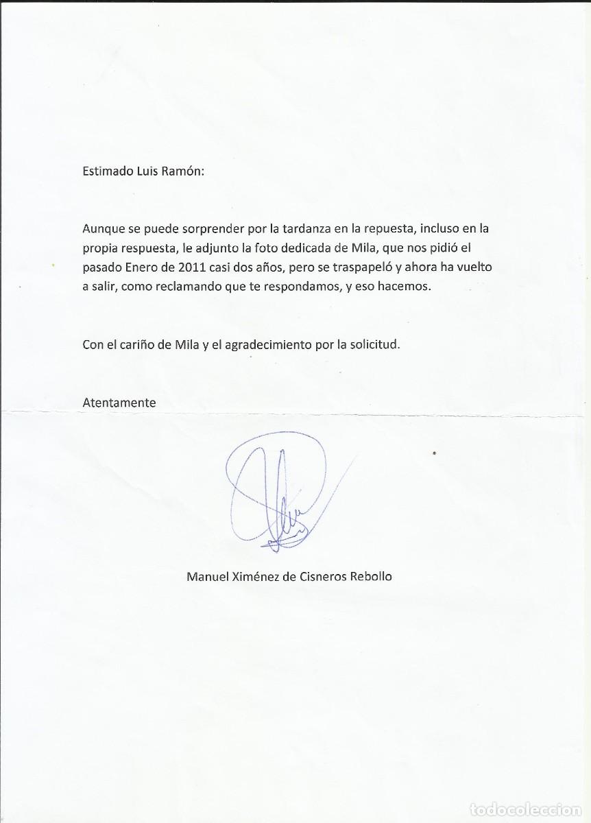 Documentos antiguos: Manuel Xim&eacute;nez de Cisneros de Rebollo. Hermano Mila Xim&eacute;nez. Documento firmado. 2013. 30x21 cm.