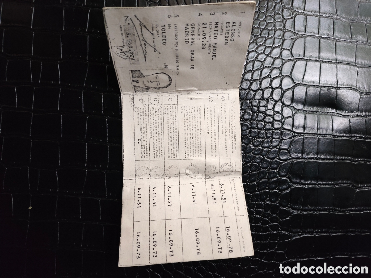 Documentos antiguos: Permiso de Conducci&oacute;n Antiguo Espa&ntilde;a 1951 - Foto 3
