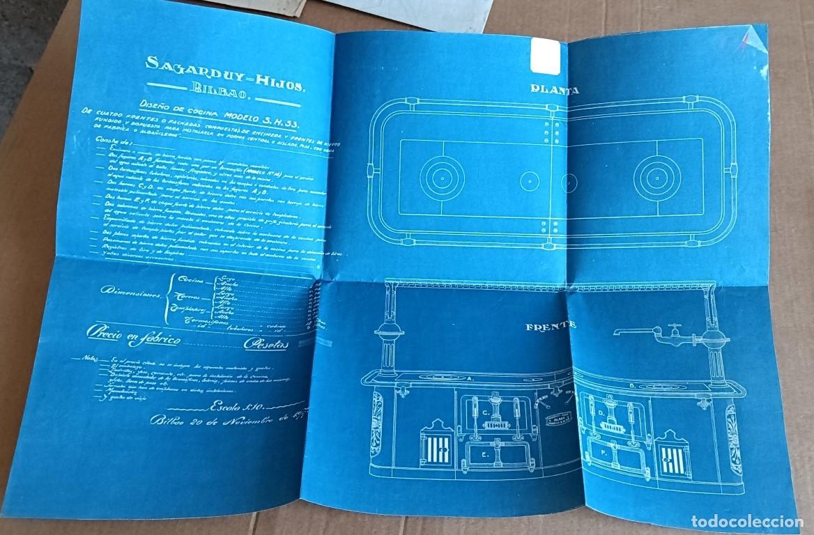 Documentos antiguos: Plano DISE&Ntilde;O DE COCINA MODELO SH 53 - 1917 Sagarduy hijos - Bilbao
