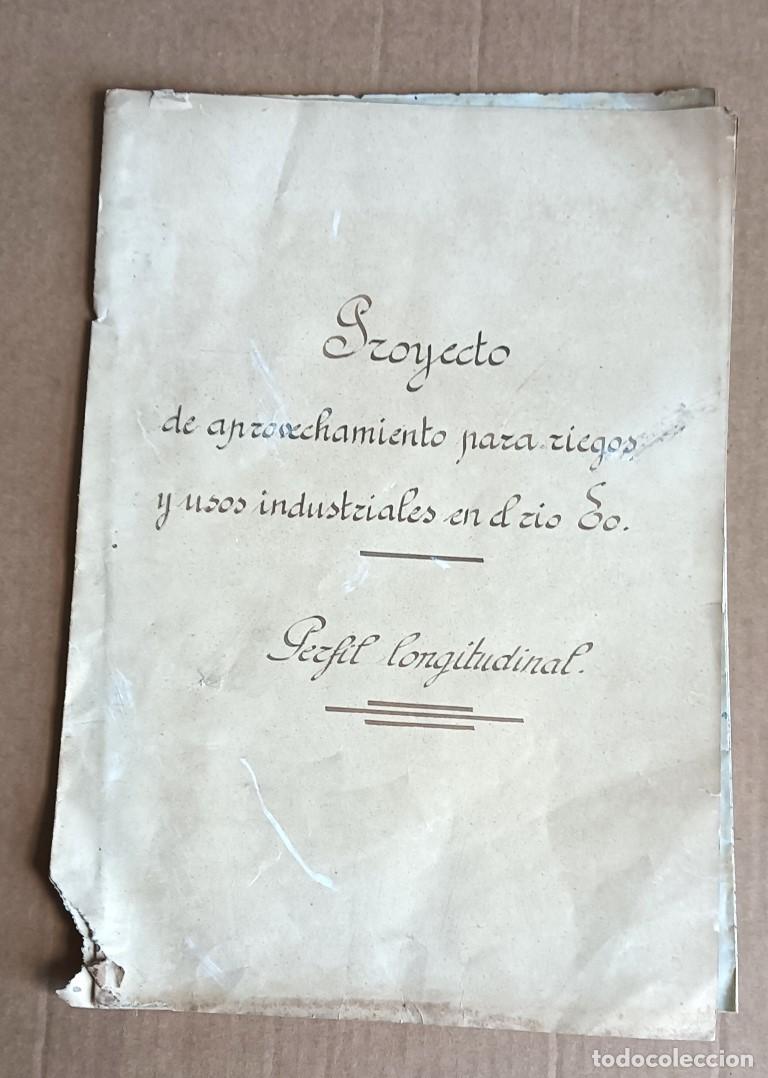 Documentos antiguos: Plano proyecto de aprovechamiento para riego de uso industrial en el r&iacute;o So. Ingeniero d Bilbao 1900