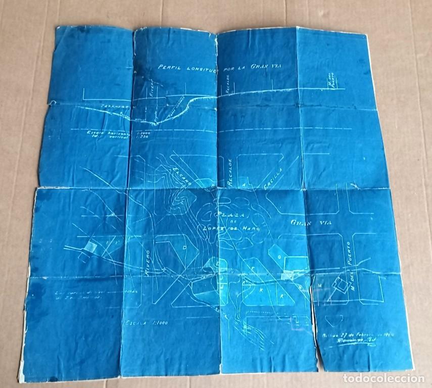 Documentos antiguos: Plano perfil longitud por la Gran V&iacute;a Bilbao 188?