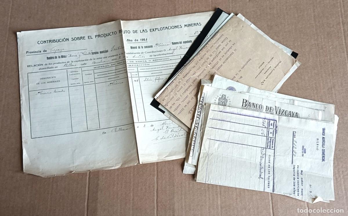 Documentos antiguos: lote documentos Constancio Vild&oacute;sola presidente de la sociedad &Aacute;ngel Fern&aacute;ndez y c&iacute;a minas Mar&iacute;a y V