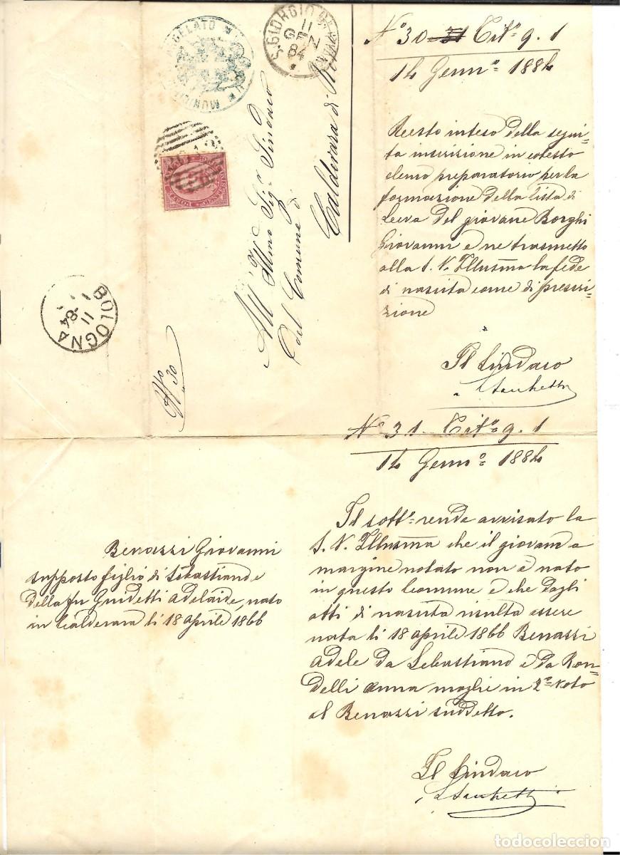 Documentos antiguos: Expediente o certificado administrativo italiano del siglo XIX (fechado el 14 de enero de 1884)