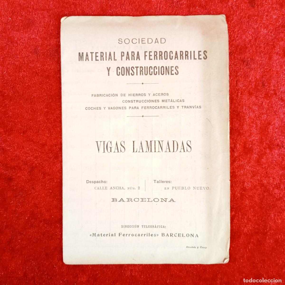 Documentos antiguos: VIGAS LAMINADAS - MATERIAL PARA FERROCARRILES Y CONSTRUCCIONES - BARCELONA - RAR&Iacute;SIMO / 534