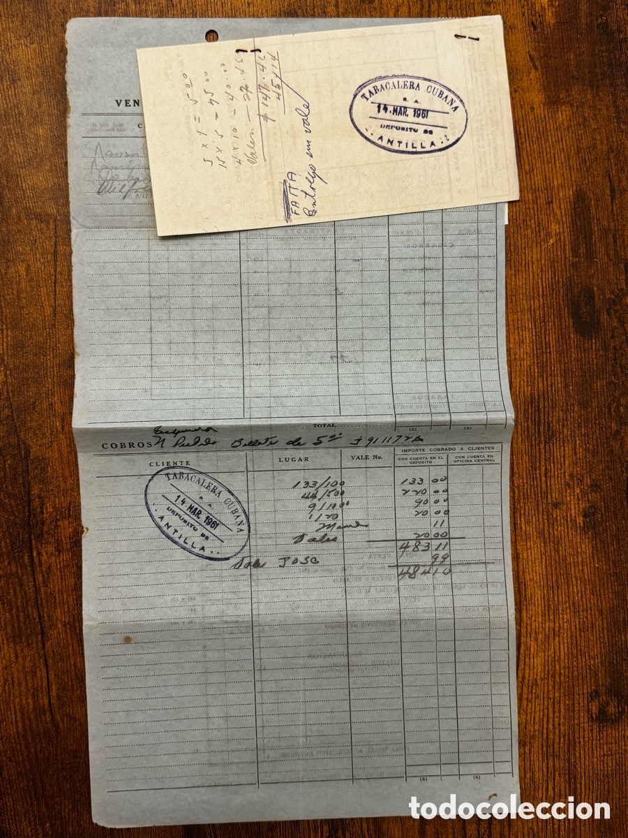 Documentos antiguos: Documento de la Empresa Tabacalera Cubana S.A 1961 - Foto 2