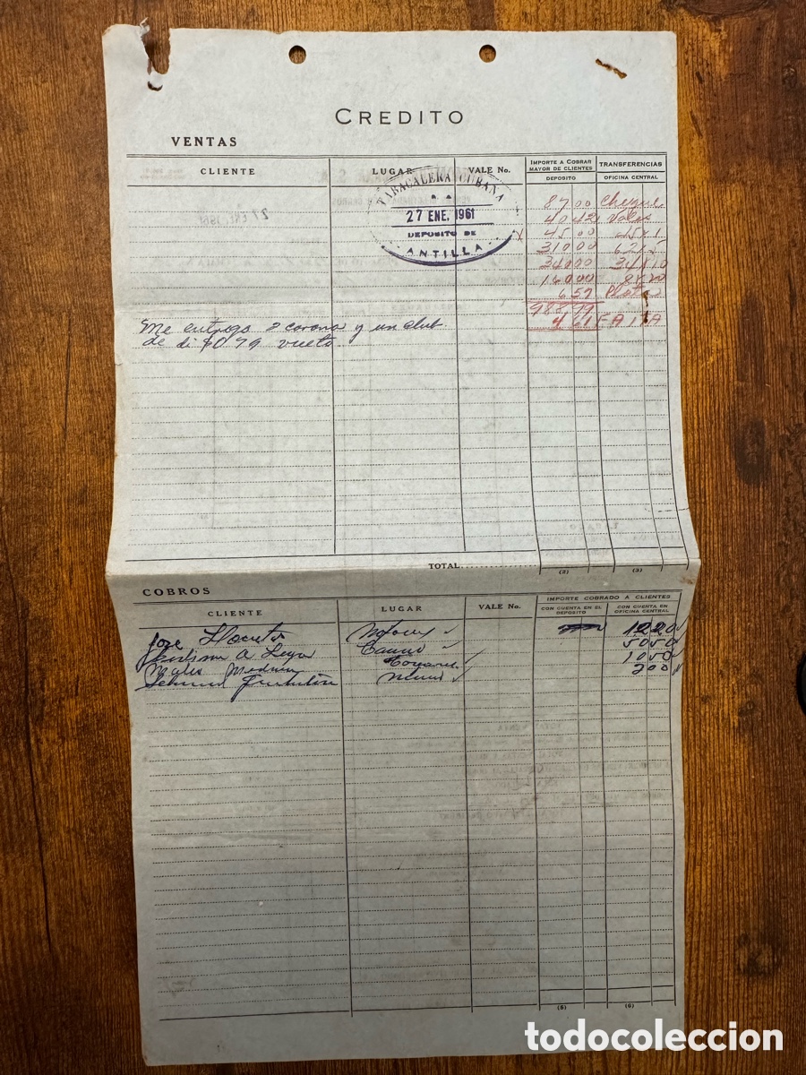 Documentos antiguos: Documento de la Empresa Tabacalera Cubana S.A 1961 - Foto 2