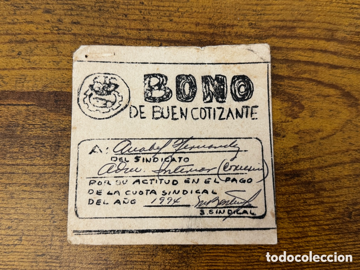 Documentos antiguos: Bono del Buen Cotizante. Cuba socialista despues del 1961