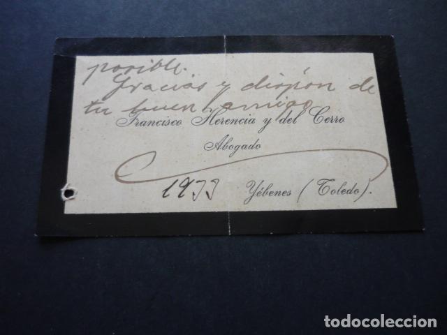 Documenti antichi: YEBENES TOLEDO FRANCISCO HERENCIA Y DEL CERRO ABOGADO TARJETA DE VISITA