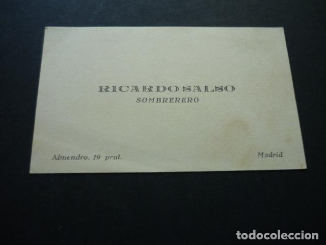 Alte Dokumente: MADRID RICARDO SALSO SOMBRERERO TARJETA DE VISITA