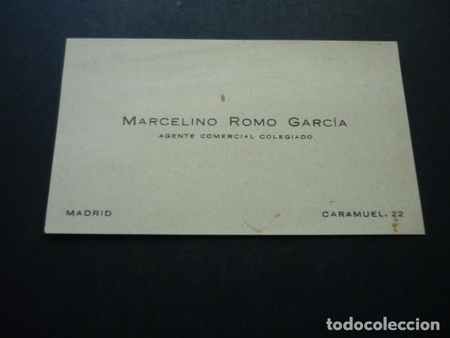 Documenti antichi: MADRID MARCELINO ROMO GARCIA AGENTE COMERCIAL TARJETA DE VISITA