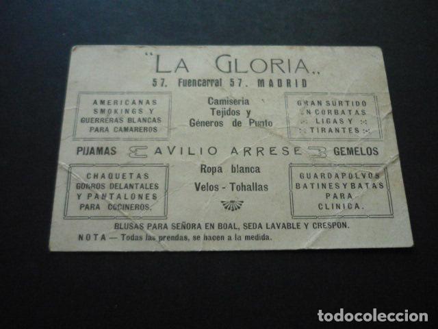 Documenti antichi: MADRID LA GLORIA ROPAS TARJETA PUBLICITARIA