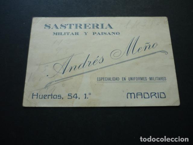 Documenti antichi: MADRID ANDRES ME&Ntilde;O SASTRERIA TARJETA PUBLICITARIA