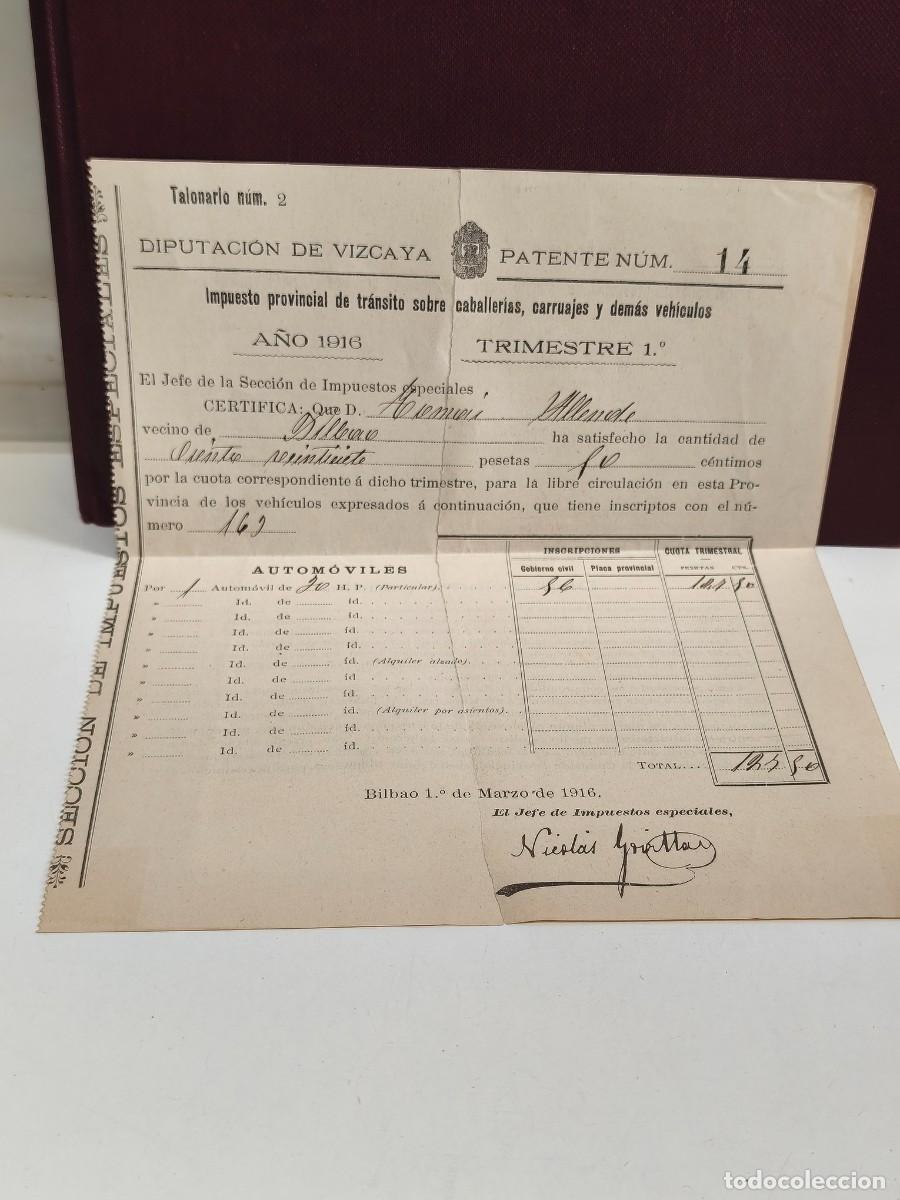 Old Documents: DIPUTACI&Oacute;N DE VIZCAYA. IMPUESTO PROVINCIAL DE TR&Aacute;NSITO SOBRE CABALLER&Iacute;AS, CARRUAJES Y DEM&Aacute;S VEH&Iacute;CULO