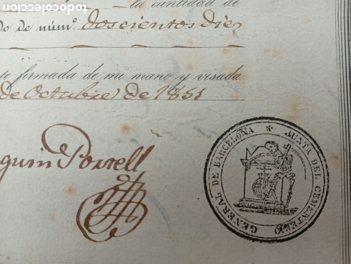 Documentos antiguos: Cementerio general de Barcelona 1851 - Foto 3