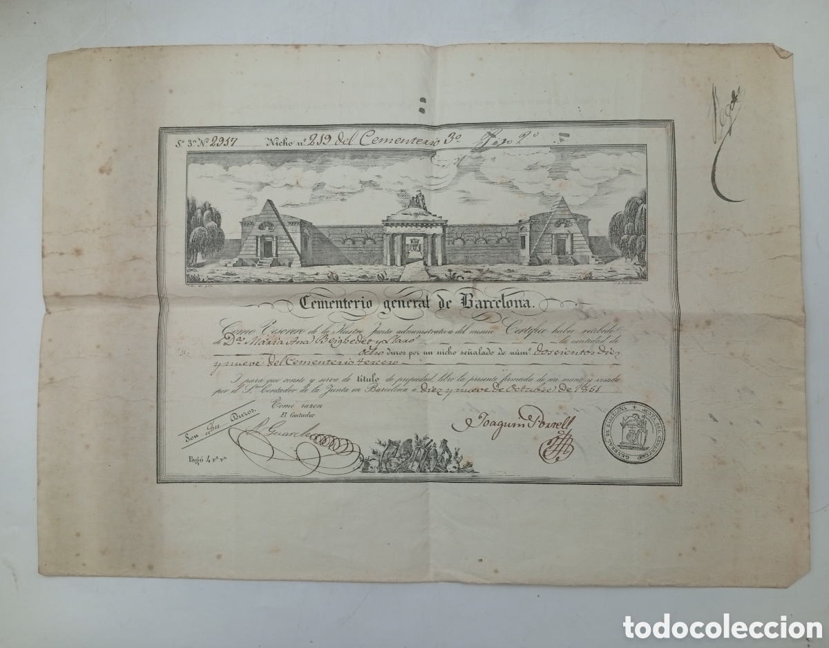 Old Documents: Cementerio general de Barcelona 1851