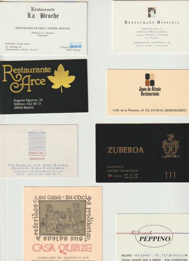 Documentos antiguos: 50 tarjetas de visitas de restaurantes