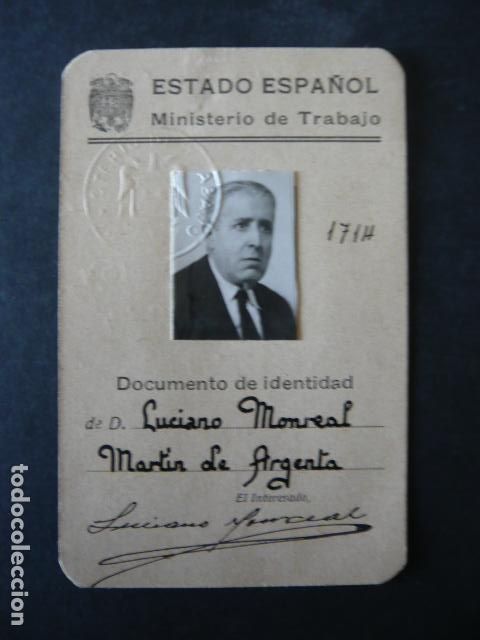 Documenti antichi: CARNET 1942 ESTADO ESPA&Ntilde;OL MINISTERIO DE TRABAJO JEFE NEGOCIADO CUERPO ADMINISTRATIVOS ESTADISTICA