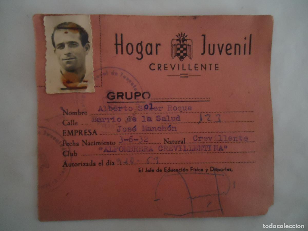 Documenti antichi: CARNET DEL HOGAR JUVENIL DE CREVILLENTE . A&Ntilde;O 1959. PP- 13