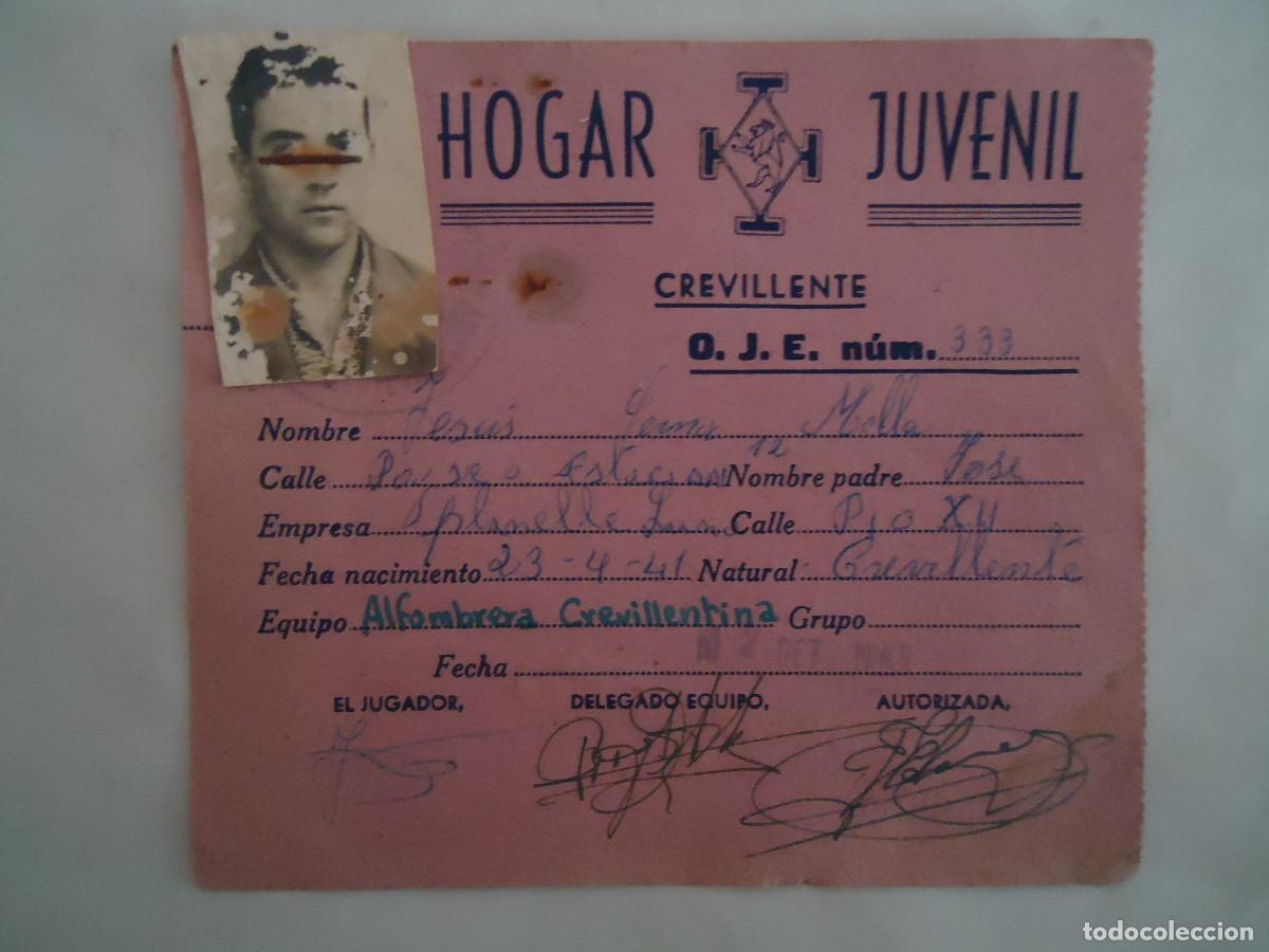 Documenti antichi: CARNET DEL HOGAR JUVENIL DE CREVILLENTE O.J.E. . A&Ntilde;O 1959. PP- 13