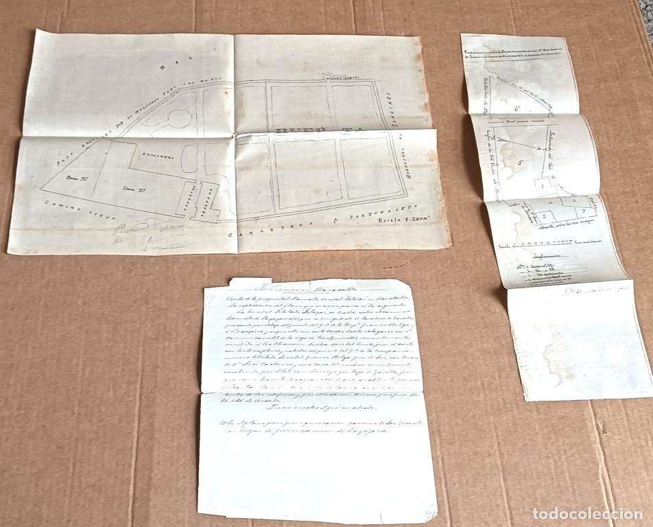 Documentos antiguos: 2 planos + 1 documento +/- 1900 Barrio de Oleaveaga antiglesia de Abando (plano) Terrenos Baracaldo