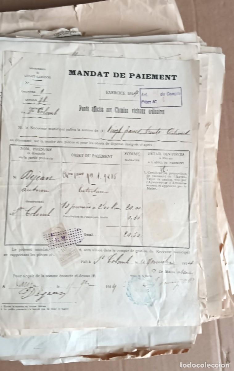Documentos antiguos: Mandat de paienment &ndash; orden de pago Lot et garonne 1908 - 1911 - 1914 -15 &ndash; 16 &ndash; 17 &ndash; 19 &ndash; 20 &ndash; 23