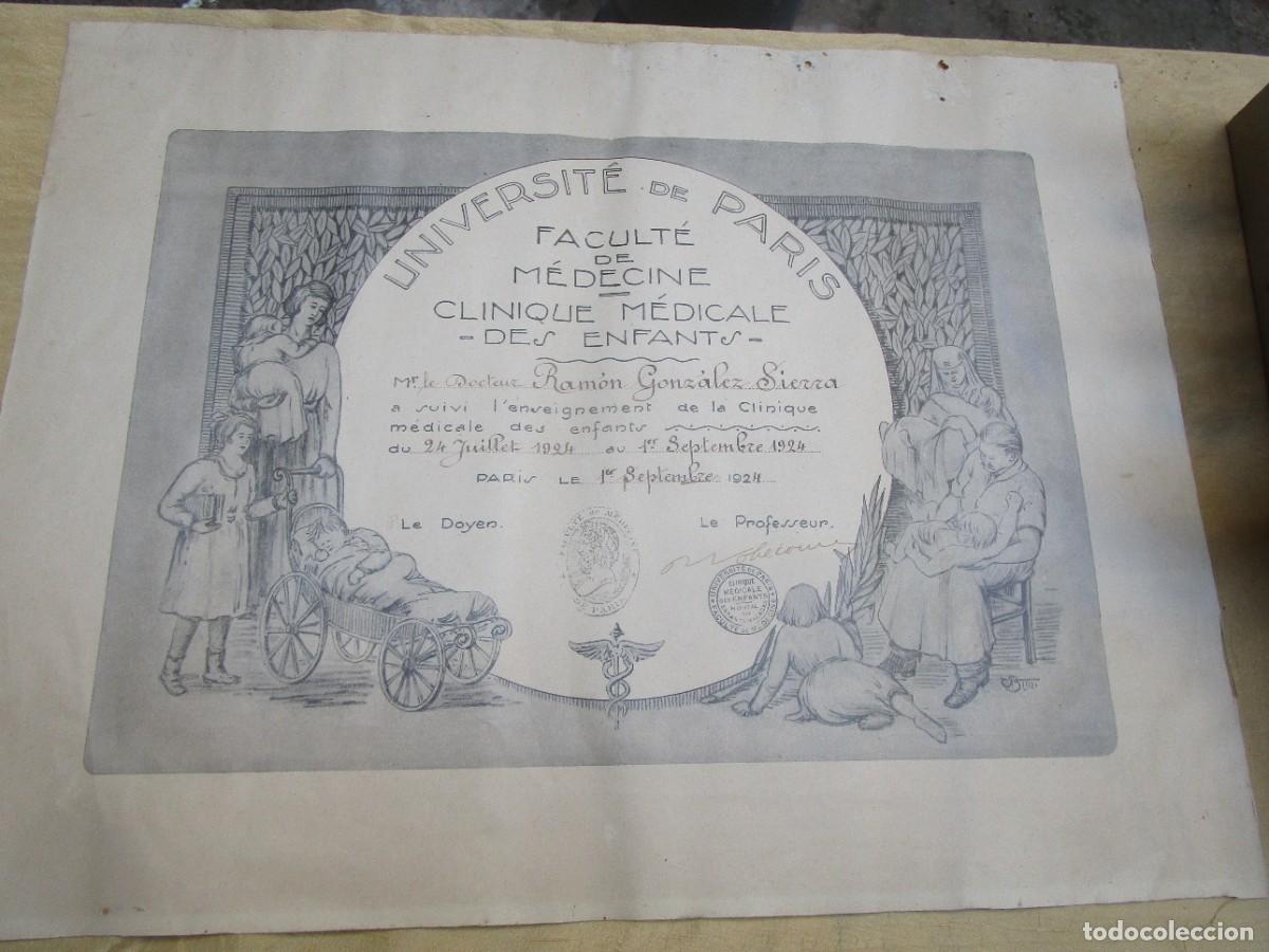 Documentos antiguos: UNIVERSIDAD DE PARIS -TITULO FACULTAD DE MEDICINA - CLINICA NI&Ntilde;OS AL DOCTOR RAMON GONZALEZ SIERRA