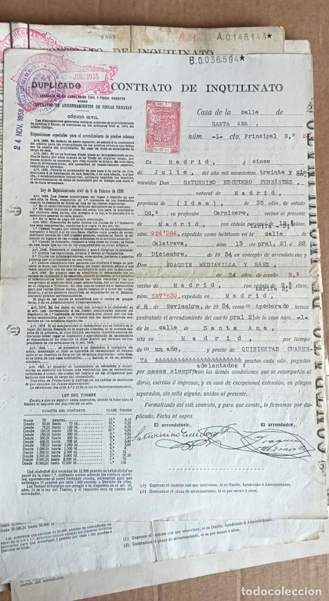 Documentos antiguos: Lote de contratos de inquilinos - calle de Santa Ana - calle Paloma 1 calle mes&oacute;n Paredes 1911 -58